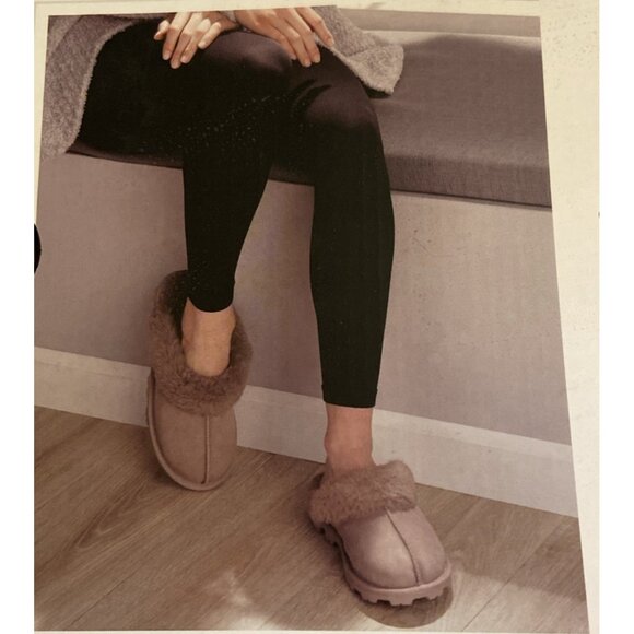 Ladies Sheepskin Suede Slippers Sz 8 Drizzle Sherpa Indoor/Outdoor - Picture 8 of 9